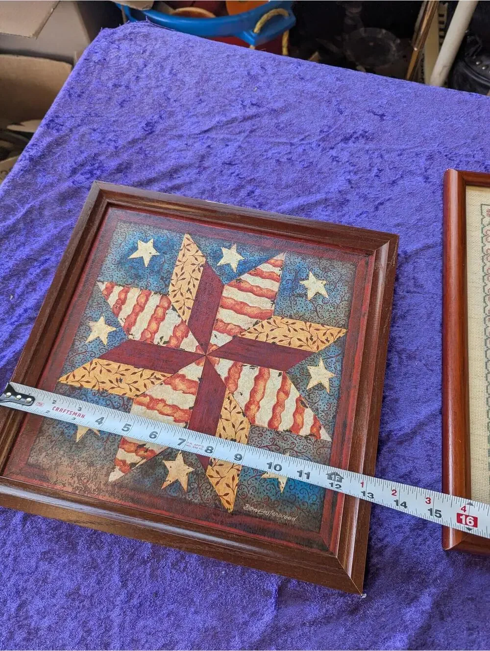 Framed Decorative Wall Art with Star Pattern